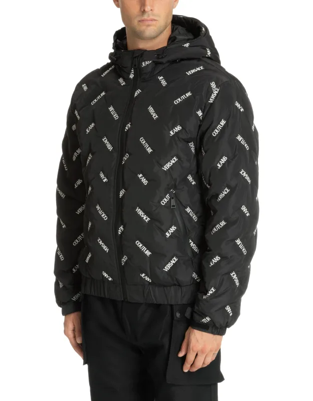 Logo Down Jacket With Hood And Pockets