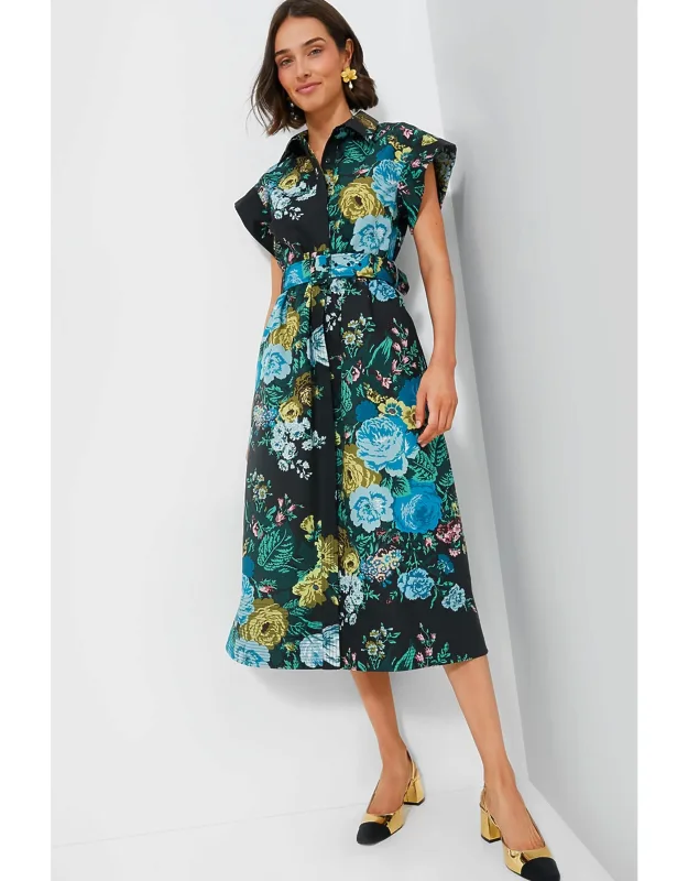 Verdant Floral Placed Print Dress