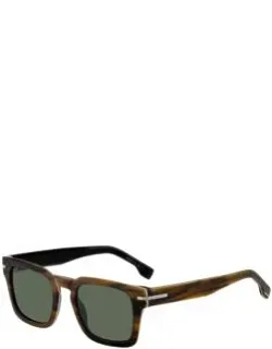 Patterned Acetate Sunglasses With Silver-tone Hardware