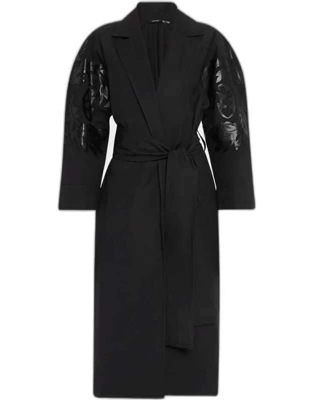 Applique Tech Taffeta Trench Coat