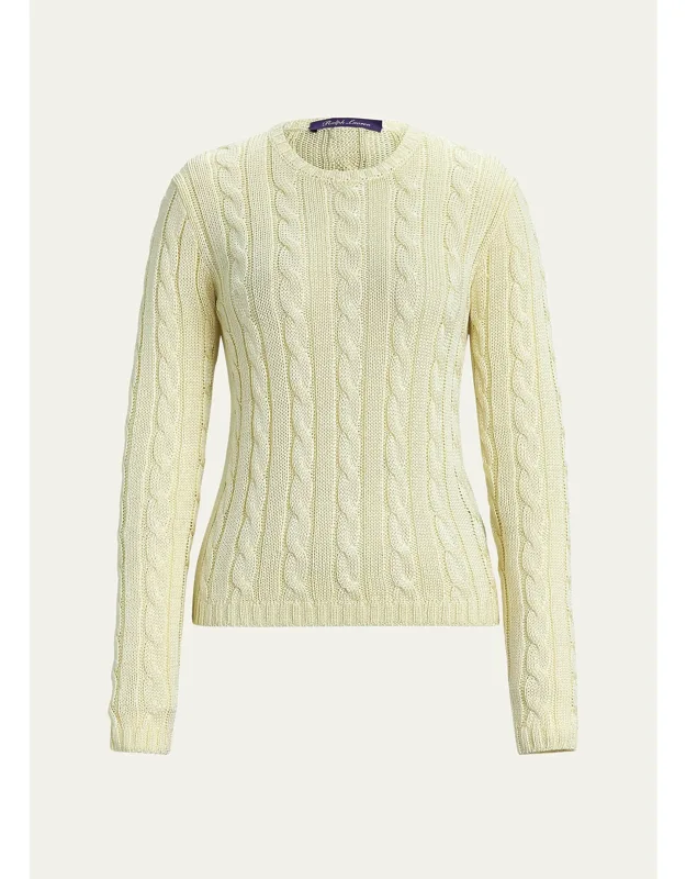 Cable Silk Knit Fitted Sweater