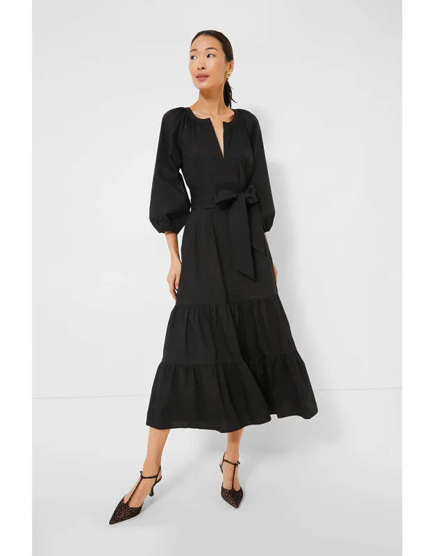 Black Lyles Dress With Removable Waist Belt And Side Pockets