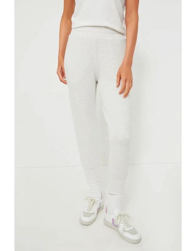 "ivory Marl The Slim Cuff Pant With Elastic Waistband And Side Pockets"