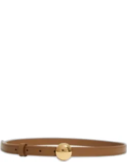 Smooth Leather Skinny Belt