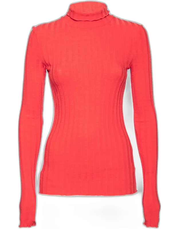 Rib Knit Long Sleeve Turtle Neck Sweater