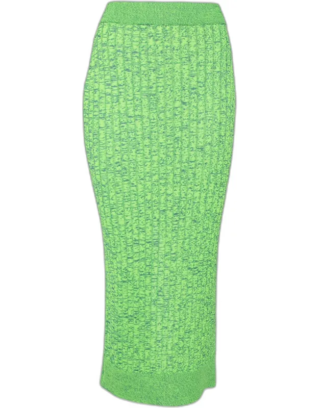 Space Dyed Rib Knit Slit Detail Skirt