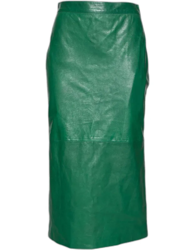 Leather Pencil Midi Skirt