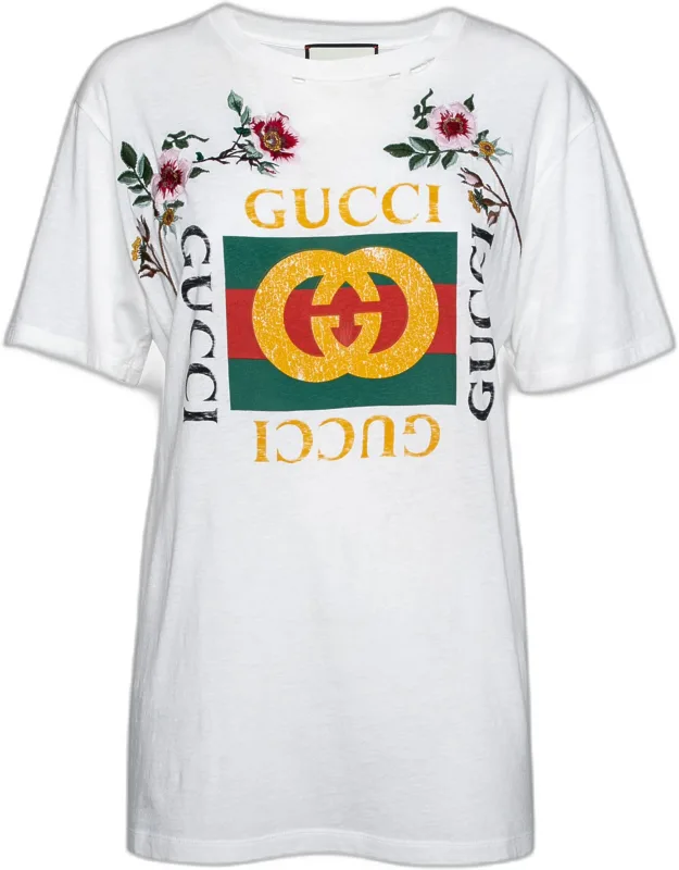 Logo Printed & Embroidered Cotton Distressed T-shirt