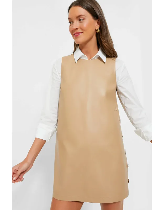 Butterscotch Faux Leather Mini Swing Dress