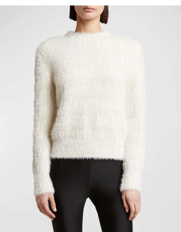 Furry All Over Mock-neck Sweater