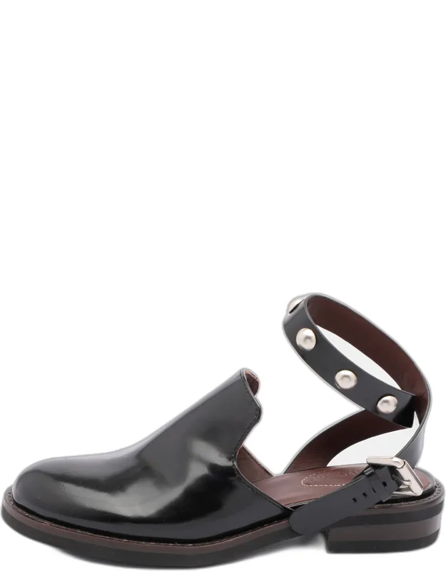 Embellished Ankle Strap Mules