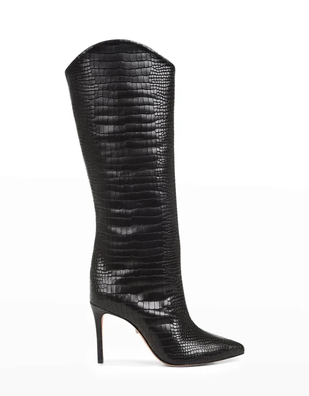 Maryana Snake-print Leather Knee Boots