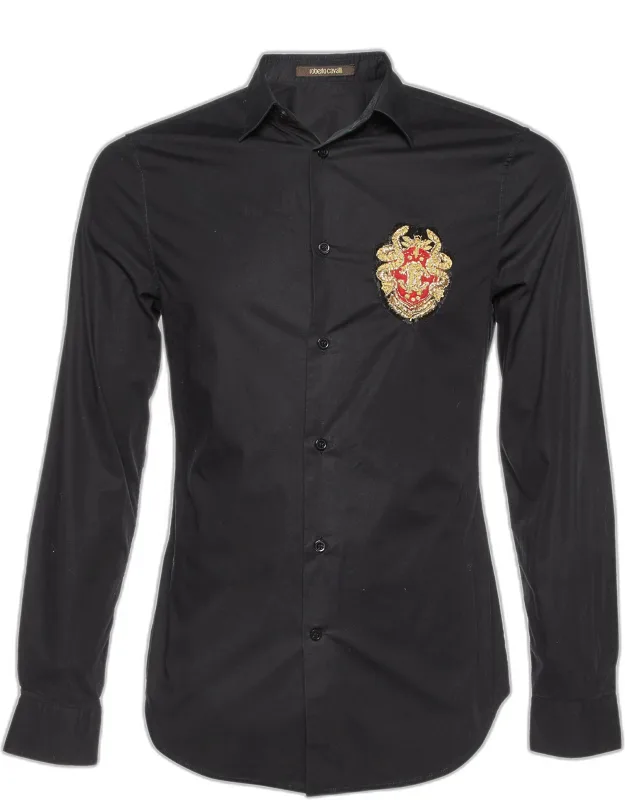Cotton Logo Crest Embroidered Button Front Shirt