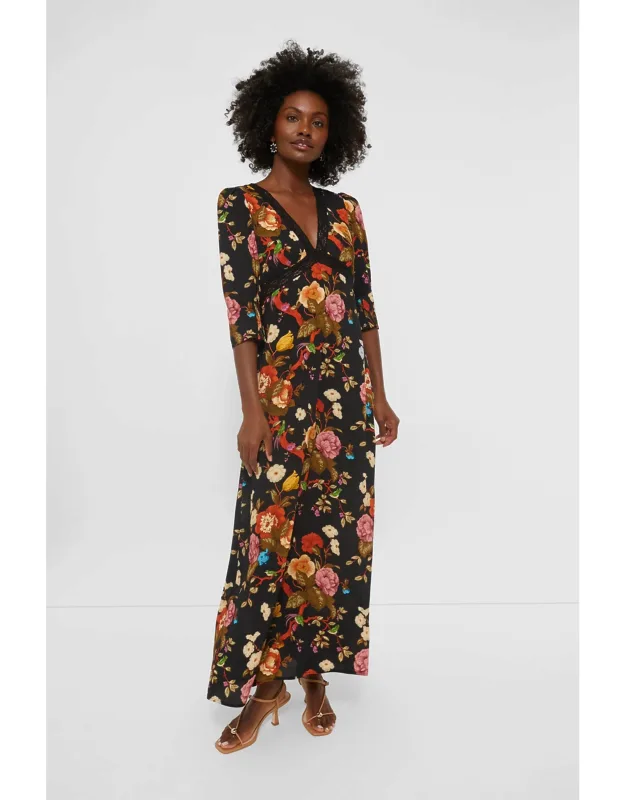 Baroque Floral Irina Dress With Eyelet Lace Trim And Invisible Back Zip Closure
