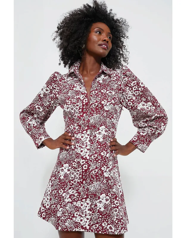 Floral Front Zip Mini Dress