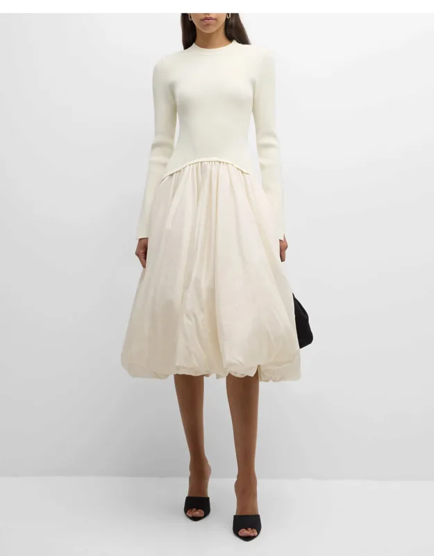 Mixed Media Bubble Midi Dress