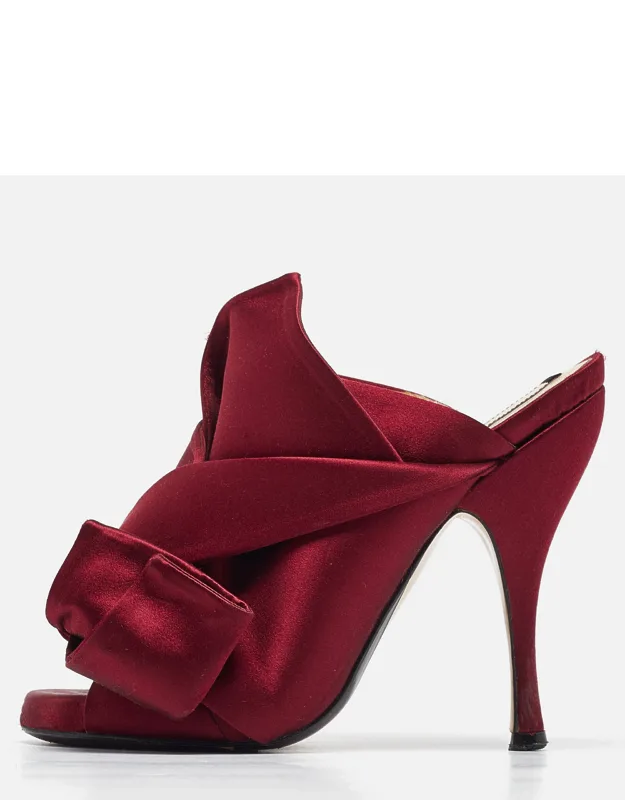 Satin Knotted Bow Mules