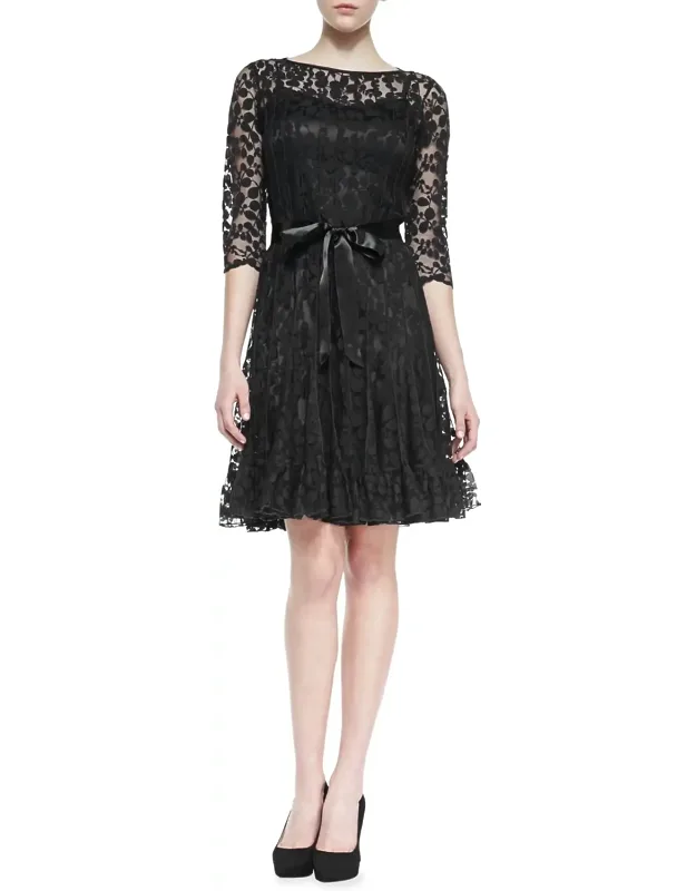 Lace Overlay Cocktail Dress