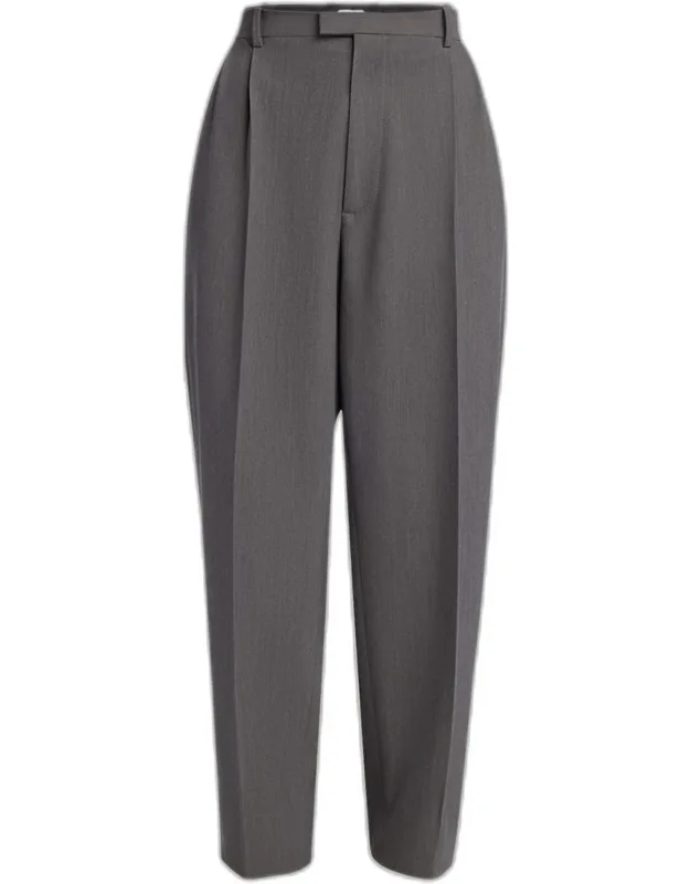 Tapered Wool Stretch Tricotine Trousers