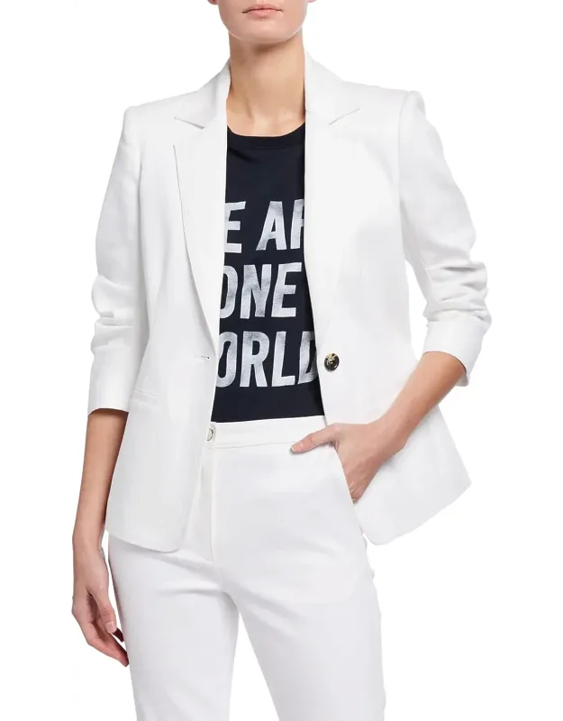 Khloe 3/4-sleeve White Denim Blazer