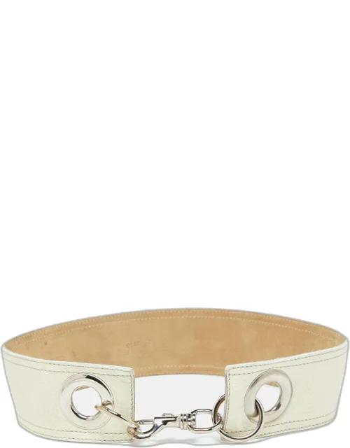 Off White Leather Buckle Waist Belt 85cm
