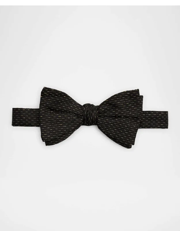 Metallic Stripe Silk Bow Tie