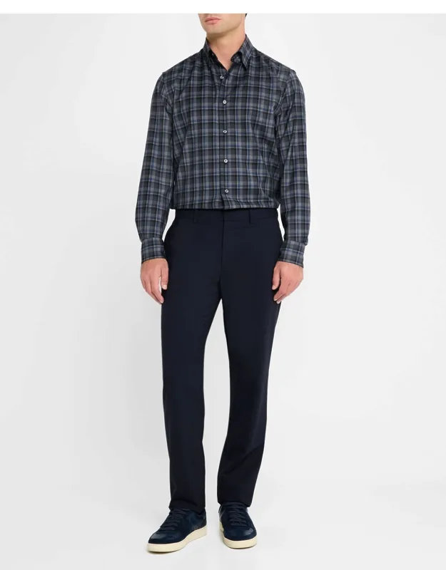 Wool Check Casual Button-down Shirt