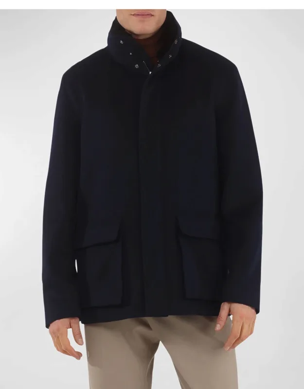 Loro Piana Wool Jacket With Detachable Lamb Shearling Collar