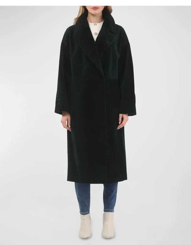 Reversible Textured Lamb Shearling Long Coat