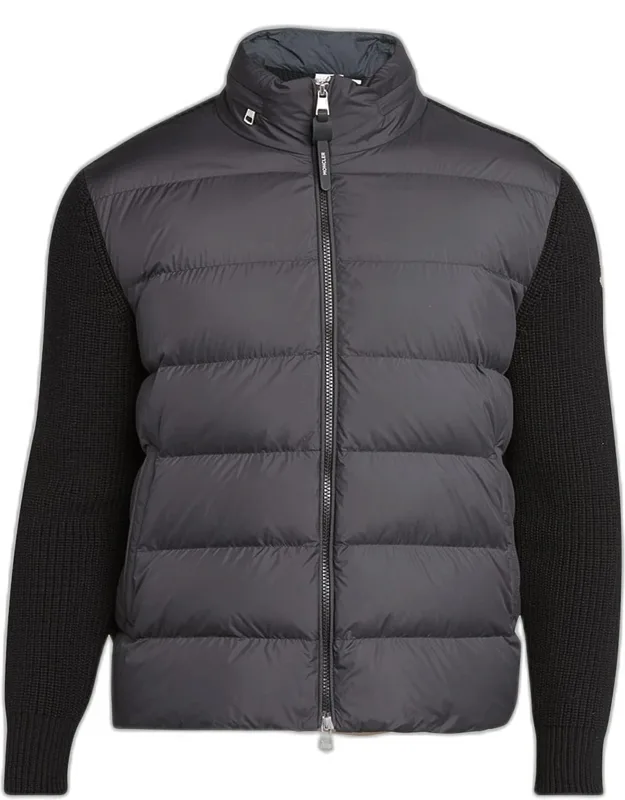 Wool Knit Padded Jacket With Hood
