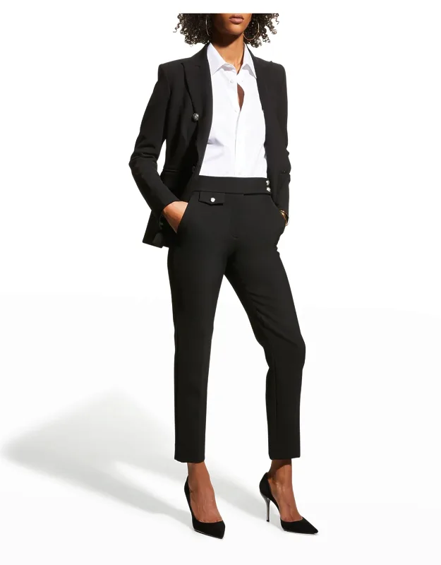 Renzo Straight Crop Pants High Rise Flap Pocket