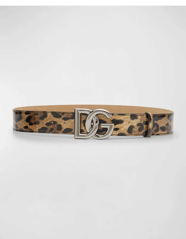 Leopard Patent Leather Belt