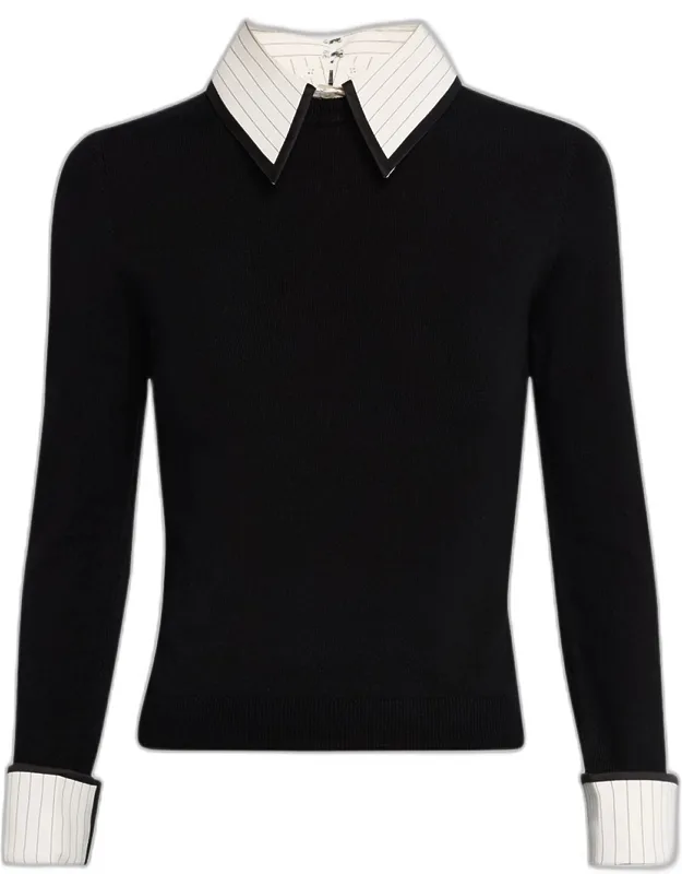 Pinstripe Collared Sweater