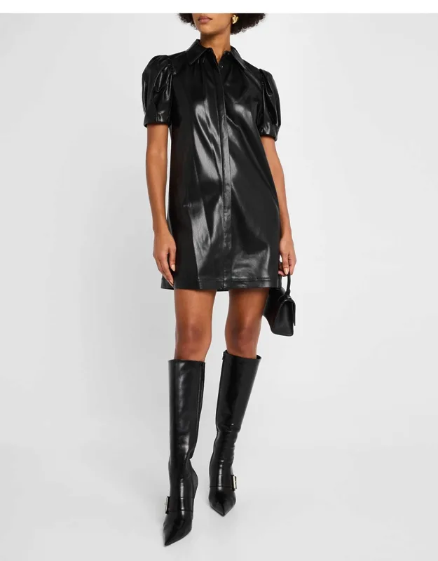 Jem Vegan Leather Puff-sleeve Dress
