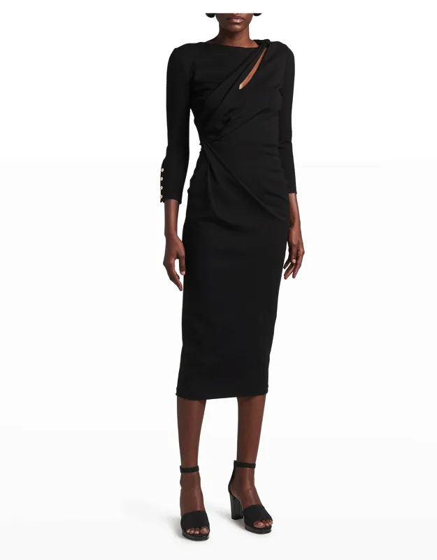 Asymmetric Keyhole Midi Dress