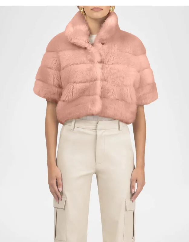 Reversible Merinillo Lamb Shearling Bolero Jacket With Cropped Sleeves