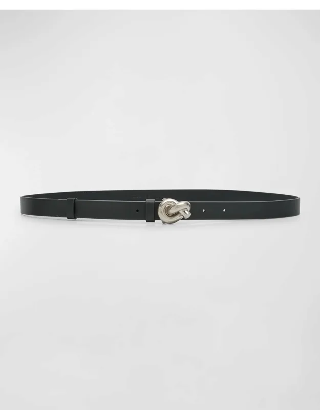 Brass Knot Skinny Leather Belt
