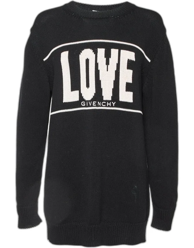 Logo Print Cotton Knit Crew Neck Sweater