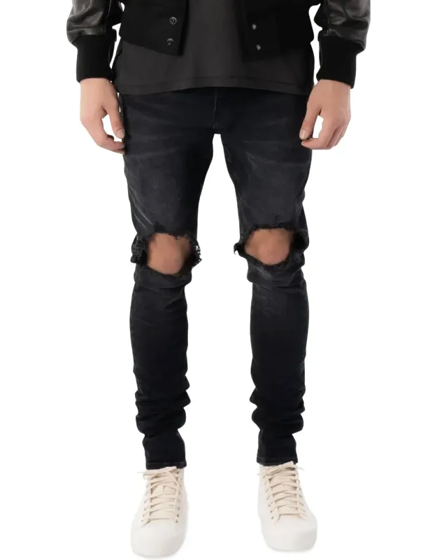 P002 Black Wash Blowout Slim Jeans