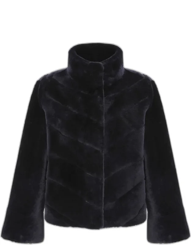 Reversible Merino Shearling Lamb Chevron Jacket