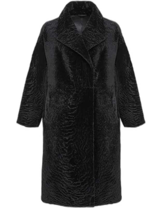 Reversible Textured Shearling Coat