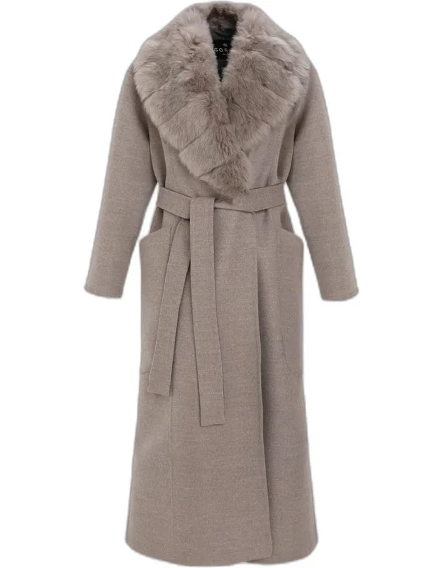 Double-face Cashmere-blend Coat With Detachable Shearling Collar