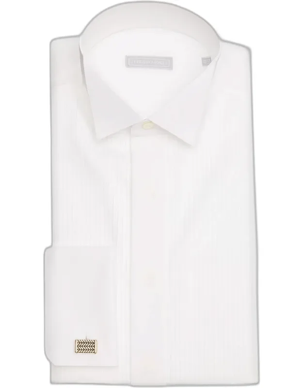 French-cuff Pleated Bib Dress Shirt