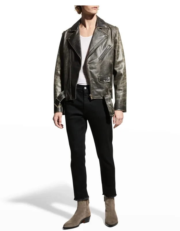 Moto Distressed Leather Jacket