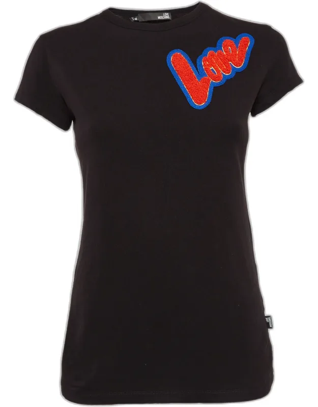 Cotton Knit Love Patch Detail T-shirt