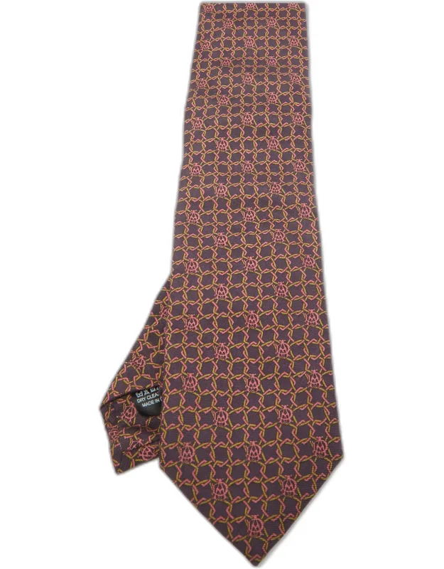 Geometric Print Silk Tie