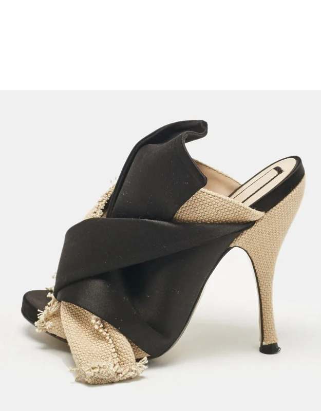 Canvas And Satin Raso Knot Mules