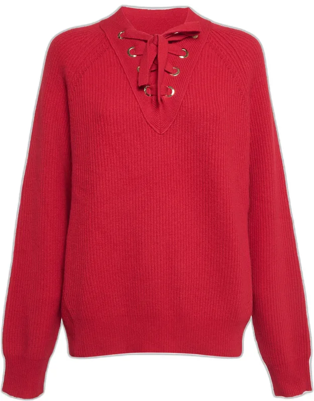 Rib Knit Lace-up Sweater