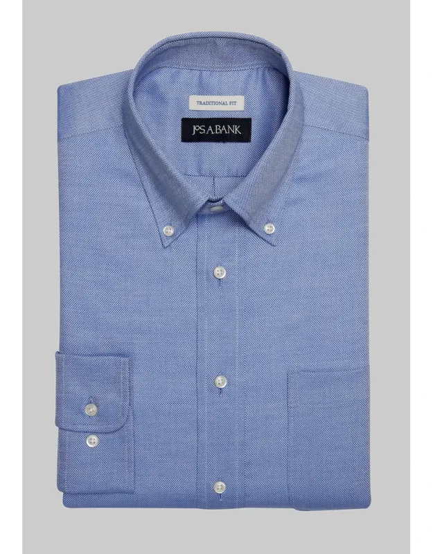 Traditional Fit Button-down Collar Solid Dress Shirt