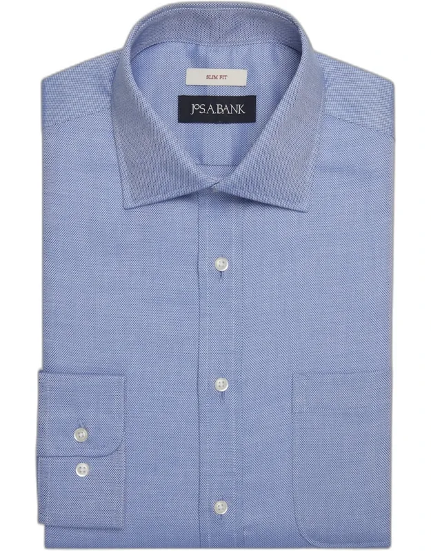 Slim Fit Spread Collar Solid Dress Shirt